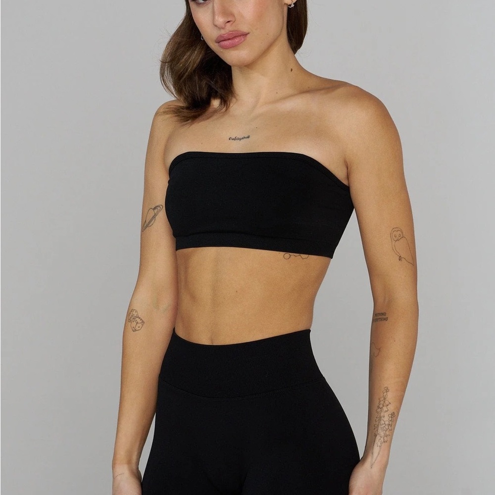 KURVE by IDEA Black Bandeau Bando Strapless Bra Crop Tube Top